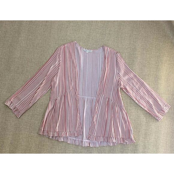 crimson in grace Tops - Crimson In Grace Striped Multicolored Oversized blouse relaxed sz small